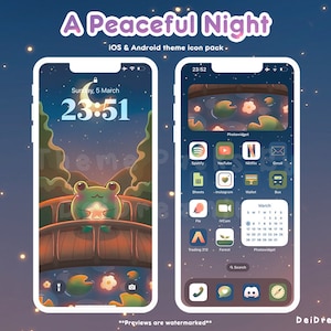 Cute Frog iPhone Wallpaper & Icons | Frog iPhone Theme Pack | A Peaceful Night