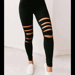 Black hollow leggings