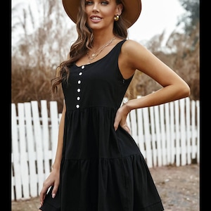 Black tiered ruffled mini dress