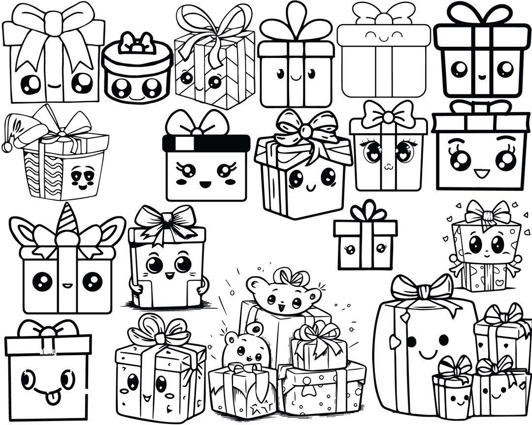 Cute / Kawaii Presents & Gift Boxes SVG File Pack cutest Etsy