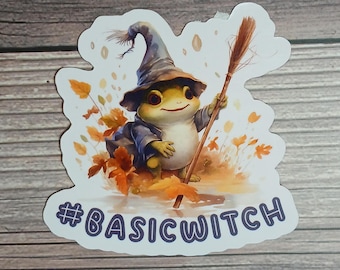 Basic Witch Vinyl Sticker - Waterproof Witch Decal for Laptop, Water Bottle, Journal - Funny Witchy Aesthetic Halloween Gift
