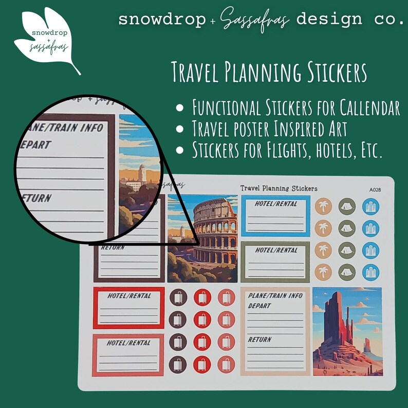 Travel Planner Stickers - Vintage Travel Poster Style | Erin Condren ...