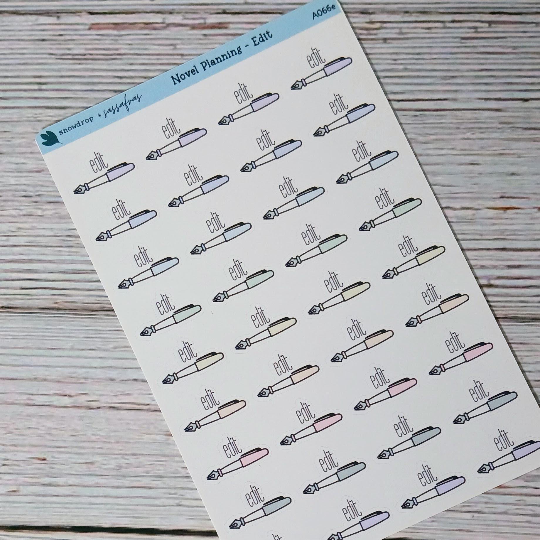 Page Writing Sticker Writer Planning Sticker Novel Writing Planner Organizer Pastel Writer ...
