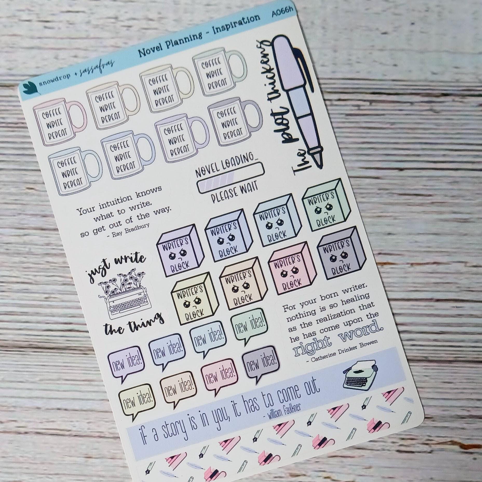 Transactional Writing Sticker Novel Writing Stickers | Pastel Planner Stickers - Etsy