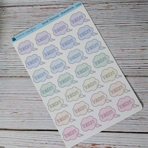 May include: A sheet of planner stickers featuring the word "brainstorm" inside pastel-colored thought bubbles. The stickers are labeled "Novel Planning - Brainstorm" and include the brand name "snowdrop + passaflores".