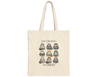Cat Lover Cotton Canvas Tote Bag: Eco-Friendly Reusable Shopping Bag