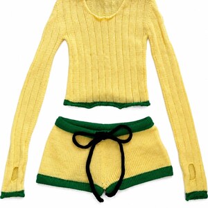Ribbed Knit Set Pattern | Long Sleeve Top, Shorts PDF Knitting Pattern (Digital Download)