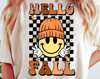 Hallo herfst PNG, herfst, pompoenseizoen, sublimatie ontwerpdownloads, retro herfst PNG, herfst Hello Fall Vibes, Thanksgiving, digitale download
