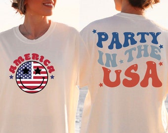 Party in the USA svg, 4th of July svg, 4th of July png, Usa Sublimation, 4th Of July Shirt Design, Retro Smiley Face png, usa svg, Retro svg