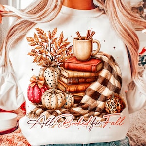 Toutes les réservations pour l'automne PNG, sublimation d'automne pour les amoureux des livres, livre Png citrouille bohème, automne en téléchargement numérique, cadeau automne lecture, club de lecture Png image 1