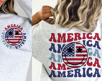 Amerika svg, Retro 4. Juli svg, vierter Juli svg, usa svg, patriotische svg, Unabhängigkeitstag svg, amerikanische Flagge svg, Smiley svg
