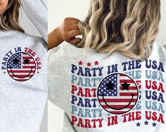 Party in the USA Svg, 4th of July svg, Usa svg, retro america svg, smiley face svg, american flag svg, Fourth of July svg, retro svg, trendy