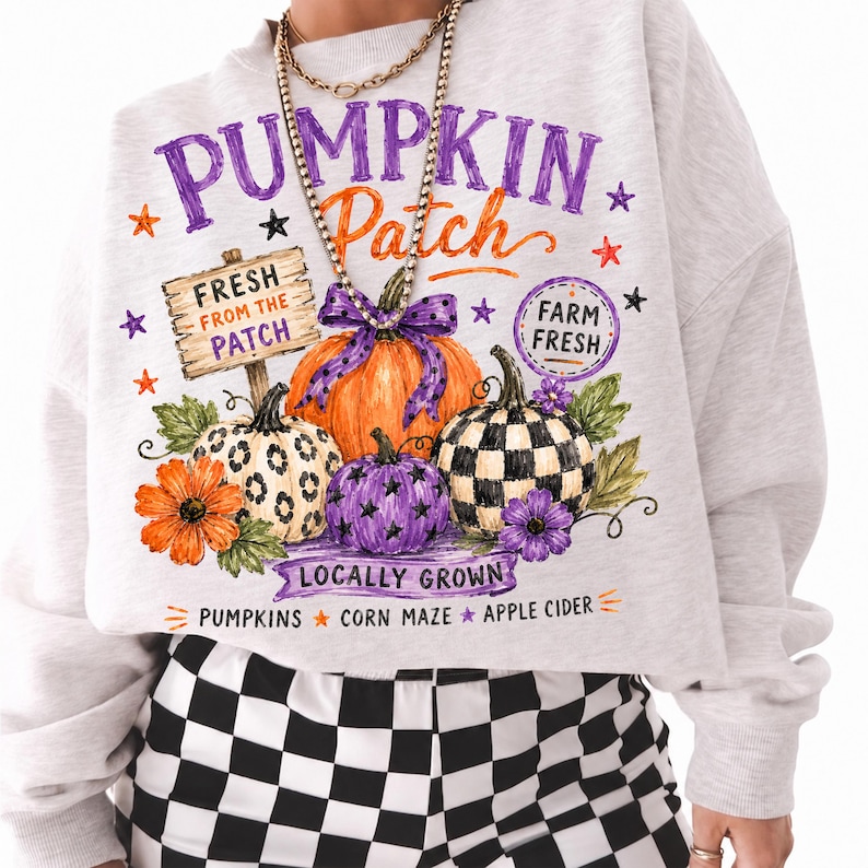 Retro pumpafält png, trendig höstsublimeringsdesign, vintage höstskjortadesign, nödställd höst png, färsk pumpa från gården png bild 3