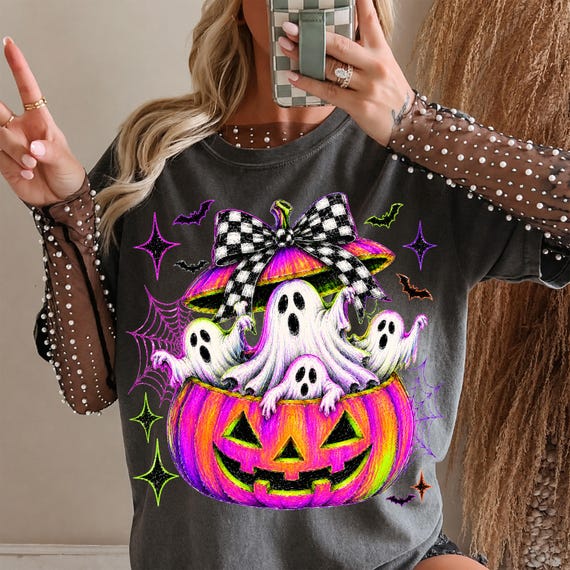 Ghost Pumpkin PNG, Spooky Season Shirt Design, Halloween Ghost Pumpkin Sublimation, Fall Beanie Ghost Clipart, Halloween Png