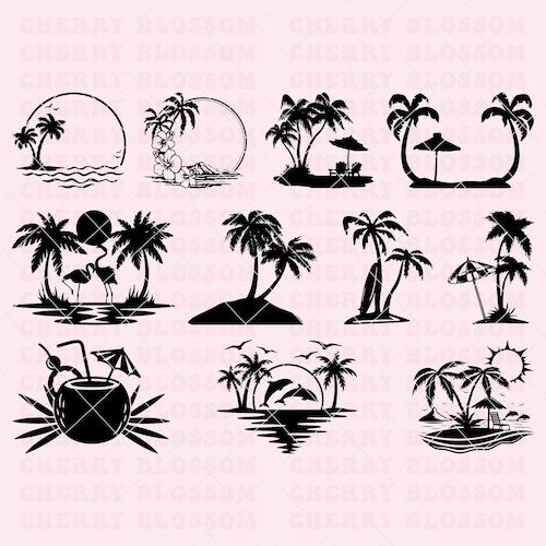 Beach Scene Svg Bundle Sunset Beach Svg Dxf Png Jpg Beach - Etsy