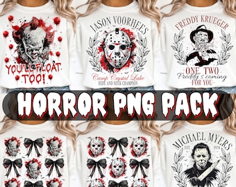 Halloween Horror Bundle Png, Coquette Bow Halloween png, Halloween png, Horror movies png, Spooky Season png, Gothic png, Sublimation design