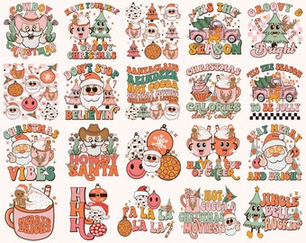 Retro Weihnachten PNG Bundle, Frohe Weihnachten Png, Weihnachten Png, Western PNG, Weihnachtsmann PNG, Bundle, Sublimationsdesigns, digitaler Download