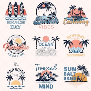 Paquete de verano retro png, vibraciones de playa de verano png, verano png, vibraciones de verano svg, camisas de verano de moda png, playa svg, diseños png, retro png
