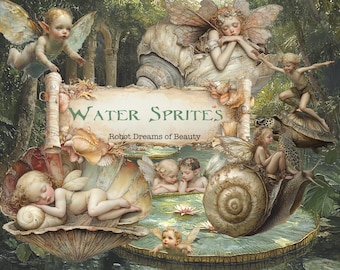 Water Sprites- a gorgeous collection of digital Images for collage, paper crafts, Mail Art, Journaling, Dioramas