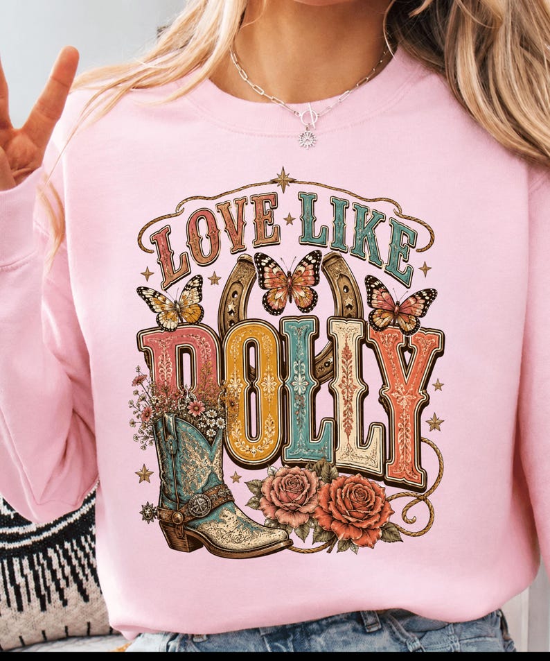 Kärlek som Dolly png, Dolly png, Trendande png, Populär png, Western png, Preppy png, Färgglad png bild 2