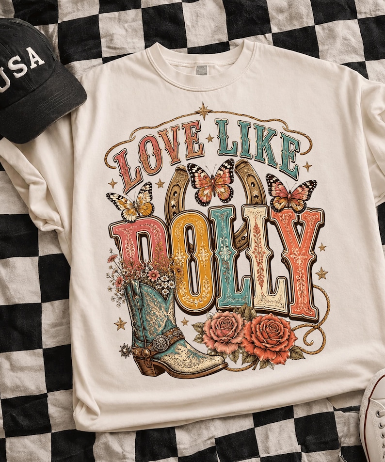 Kärlek som Dolly png, Dolly png, Trendande png, Populär png, Western png, Preppy png, Färgglad png bild 4