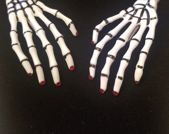 Skeleton Hair Clips Set -Cute Skeleton Hair Claws For Horror Parties, Cosplay And  Valentines Day -Comes in any color rhinestone nails .