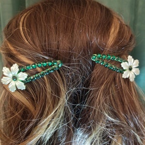 Flower Hair Clips -Kauai Inspired sets of two- Beautifully designed with glass Rhinestones