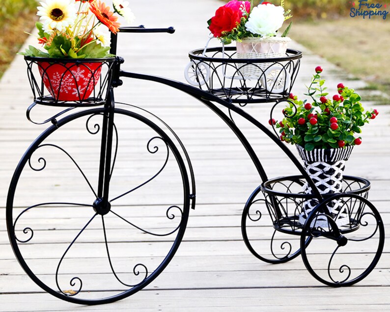 Tricycle Plant Stand Flower Pot Cart Bicycle Plant Holder Etsy