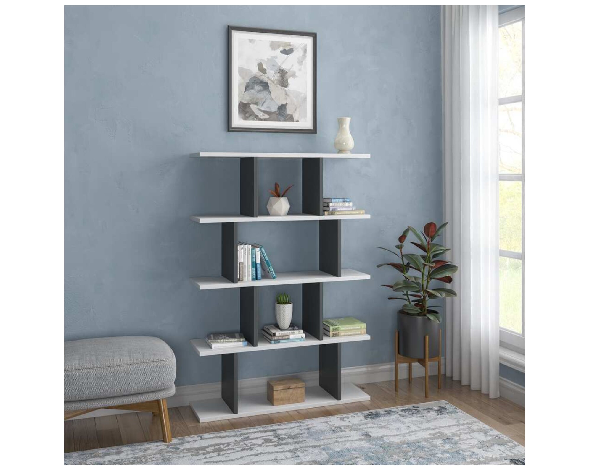 Modern Bookcase Wood Bookshelf Large Bookcase Book Shelves Etsy