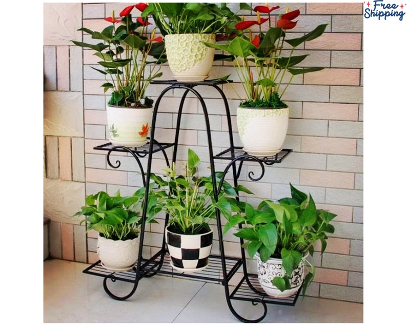 Metal Plant Rack Metal Plant Stand 6 Tiers Plant Stand Multi Etsy