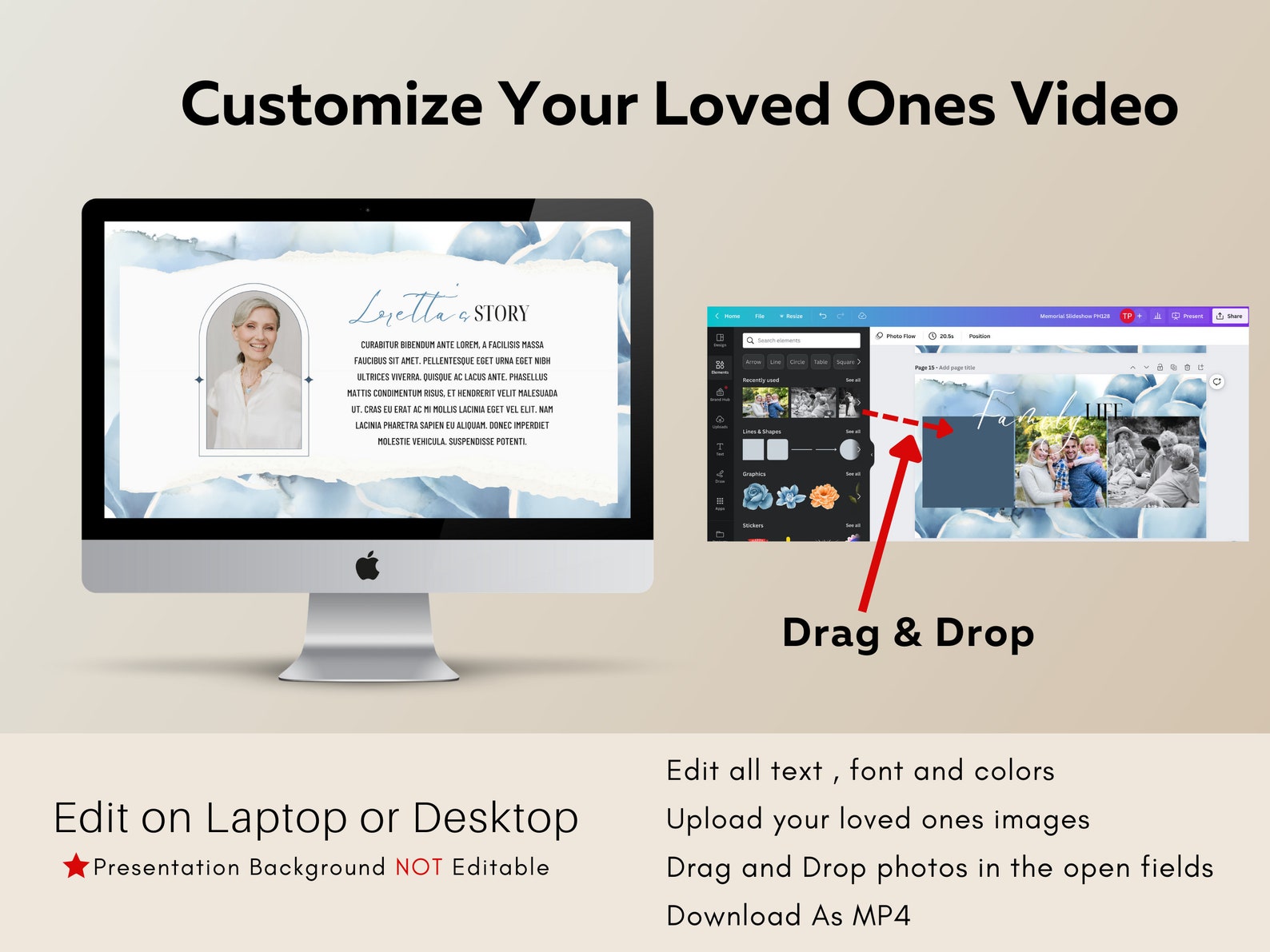 Memorial Slideshow Video Funeral Photo Slideshow Template Blue Memorial
