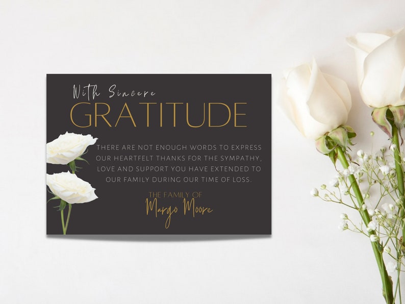 Sympathy Thank You Cards With Rose Personalized Funeral Thank You Cards
