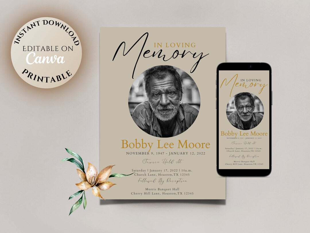 Funeral Announcement Death Announcement Funeral Evite Template Facebook