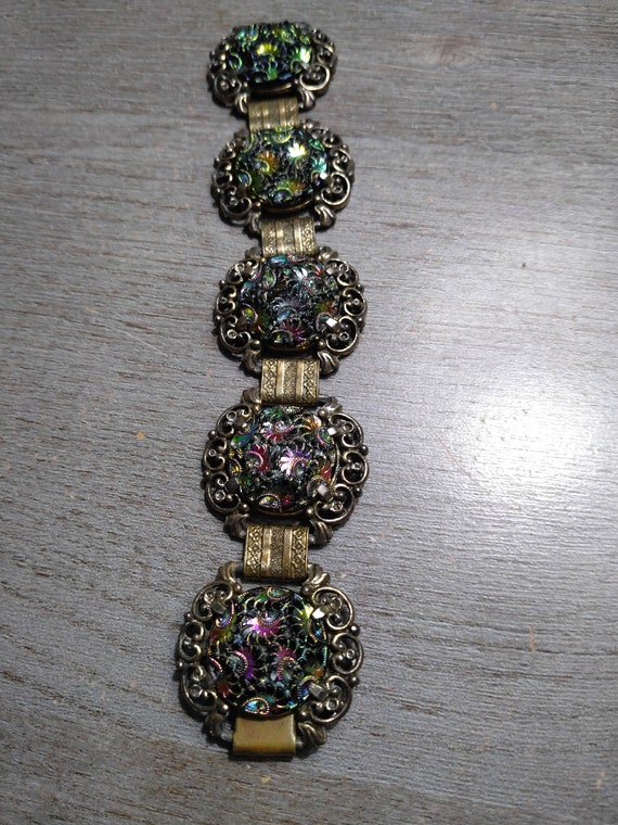 Judy Lee vintage carnival glass bracelet.