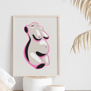 Cartel de embarazo rosa, cartel del día de las madres, regalo de mamá embarazada, arte corporal femenino, impresión de estatua, impresión de arte de escultura, impresión de escultura embarazada