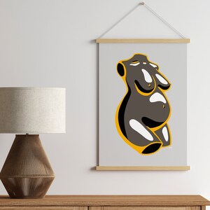Cartel amarillo del embarazo, cartel del día de las madres, regalo de mamá embarazada, arte corporal femenino, impresión de estatua, impresión de arte de escultura, impresión de escultura embarazada