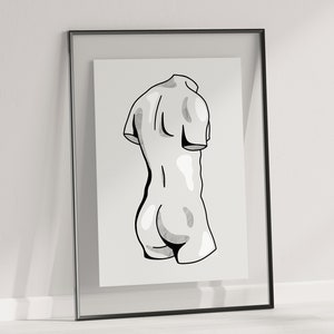Black White Sculpture Poster, Male Body Art, Statue Print, Sculpture Art Print, Rome Statue, Greek Statue, Graphic Art Print