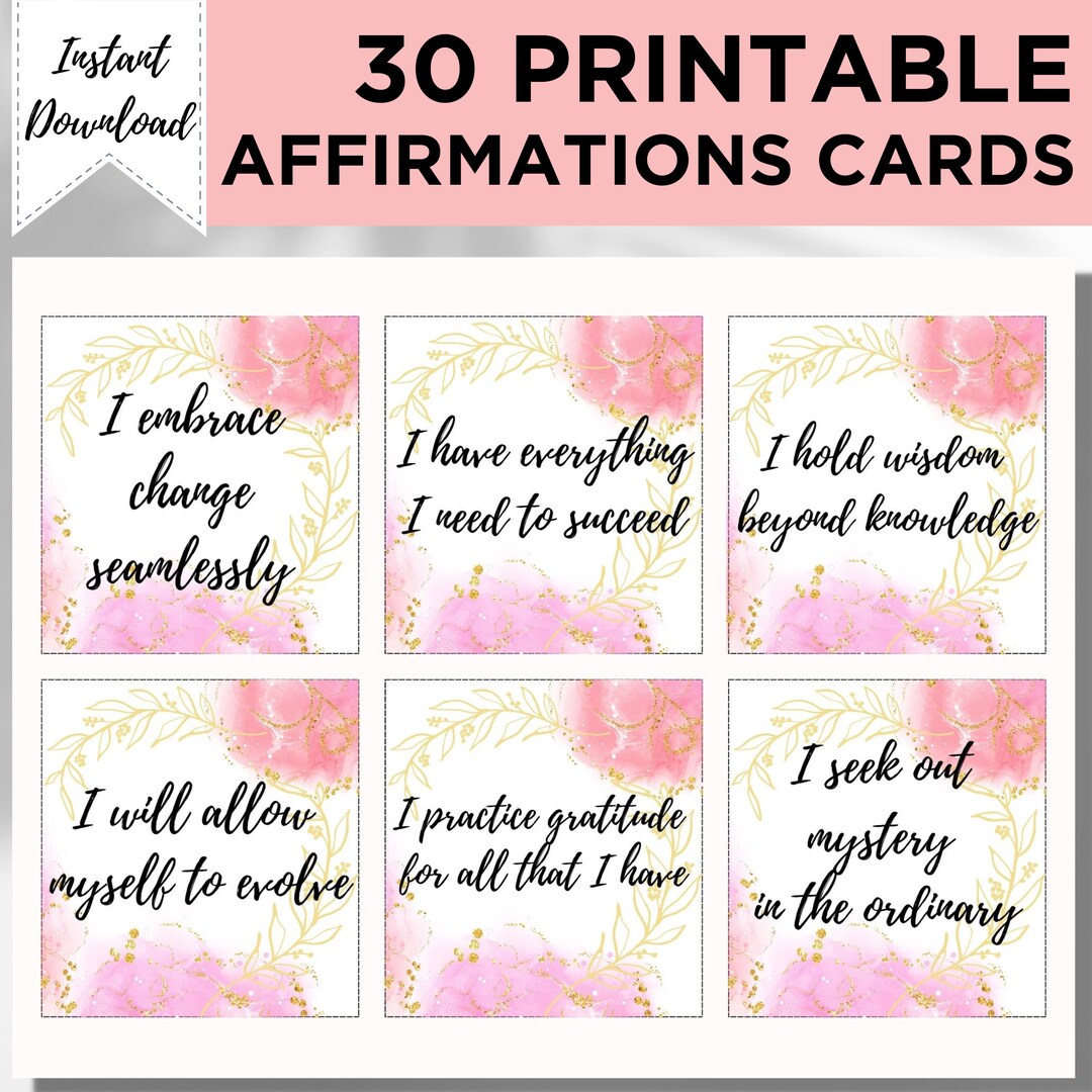 30 Affirmations Cards Digital Download | Positive Quotes 2023 Printable ...