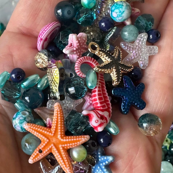 Sea Buddies bead mix, under the sea beads, bead soup, sea life, mystery scoops for jewelry making