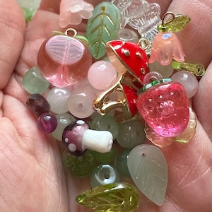Cottagecore Bead Mix: Mushroom, Peach, and Floral Charms