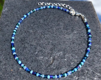 Handmade glass seed bead ankle bracelet, chain, anklet