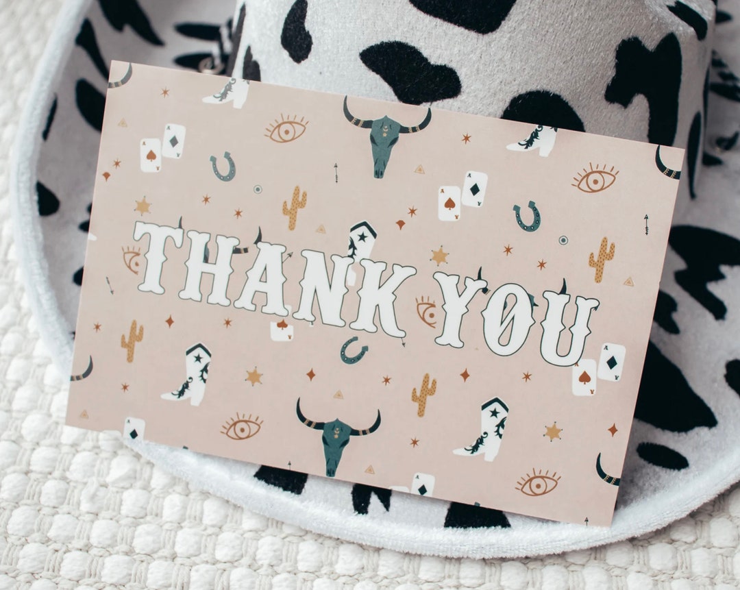 Western 100 Thank You Card Insert, Howdy Small Business Thank You Card