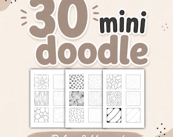 Ausmalbilder für Erwachsene (PDF) – 30 Mini-Doodles, entspannendes Zeichnen mit Anleitung, Stressabbau, sofortiger Download (A4/US Letter)