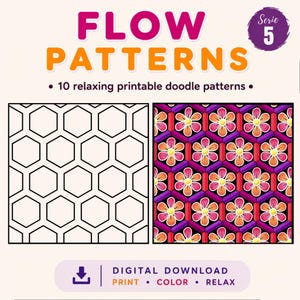 Flow Patterns Printable Coloring Pages – Relaxing Abstract Art PDF vol.5