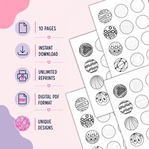 Puede incluir: Un conjunto de colorear digital con 10 p&aacute;ginas de patrones circulares en blanco y negro. El dise&ntilde;o incluye iconos para 10 p&aacute;ginas, descarga instant&aacute;nea, impresiones ilimitadas, formato PDF digital y dise&ntilde;os &uacute;nicos junto a hojas de arte lineal.