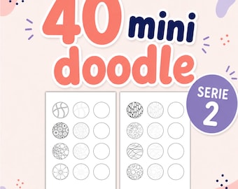 Páginas para colorear para adultos imprimibles en PDF: 40 mini dibujos, dibujo guiado relajante, actividad para aliviar el estrés, descarga instantánea en formato A4 (tamaño carta estadounidense).