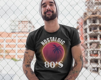 Nostalgic 80's Retro Sunset Palm Tree T-shirt - Retrowave Synthwave Vaporwave Miami Beach California Surfing
