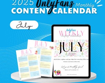 OnlyFans July 2025 Content Calendar - Ideas & Captions (Digital Download)