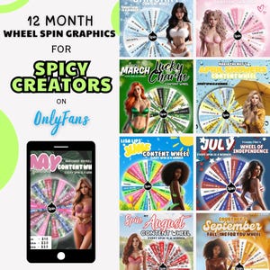 OnlyFans Game Graphics Templates, 12 month Wheel Spin Graphic Game Templates, OnlyFans Templates, OnlyFans Content Ideas