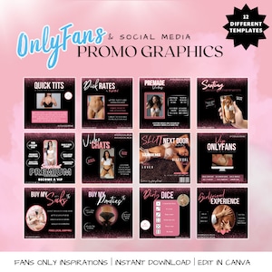 OnlyFans Promo-Grafikvorlagen in Pink und Schwarz, Promo-Vorlagen, Social Media-Vorlagen, OnlyFans-Vorlagen, OnlyFans-Content-Ideen